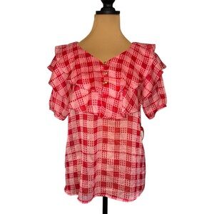 Anthropologie x Eva Franco Ruffled Sheer Top Size‎ 6